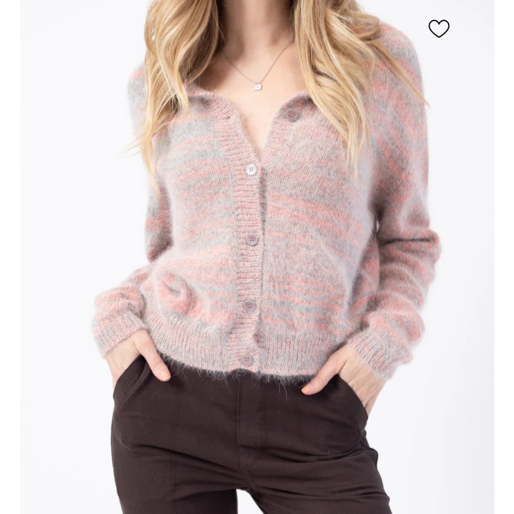 Roberto Collina Vibrant Orange/ coral pink and Subtle Gray angora Knitwear